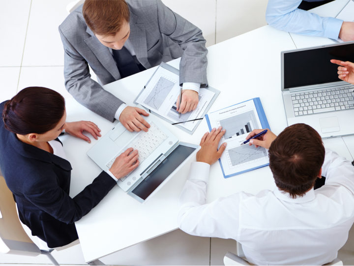 Business discussion going on table